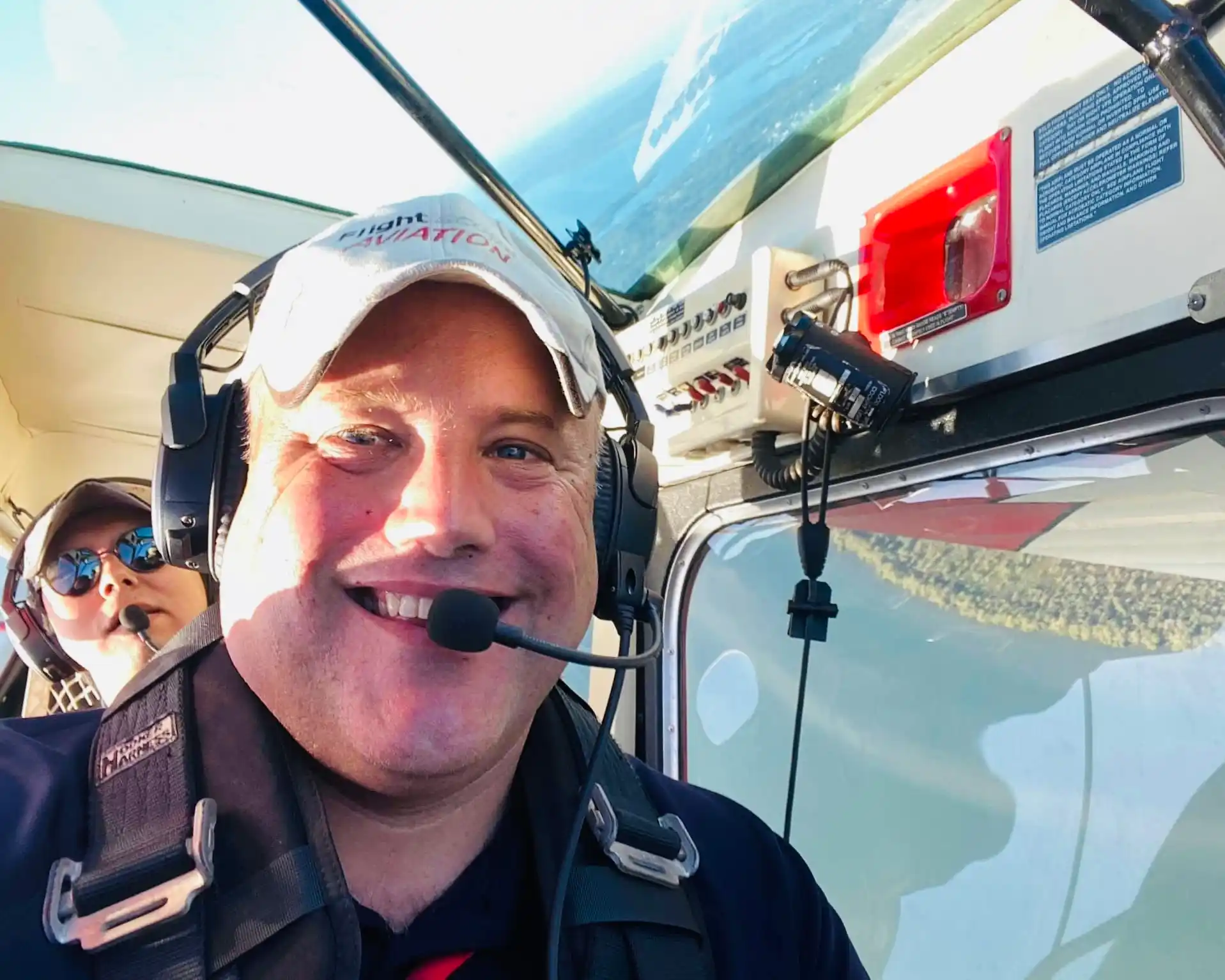 Mountain landscape from aircraft wing